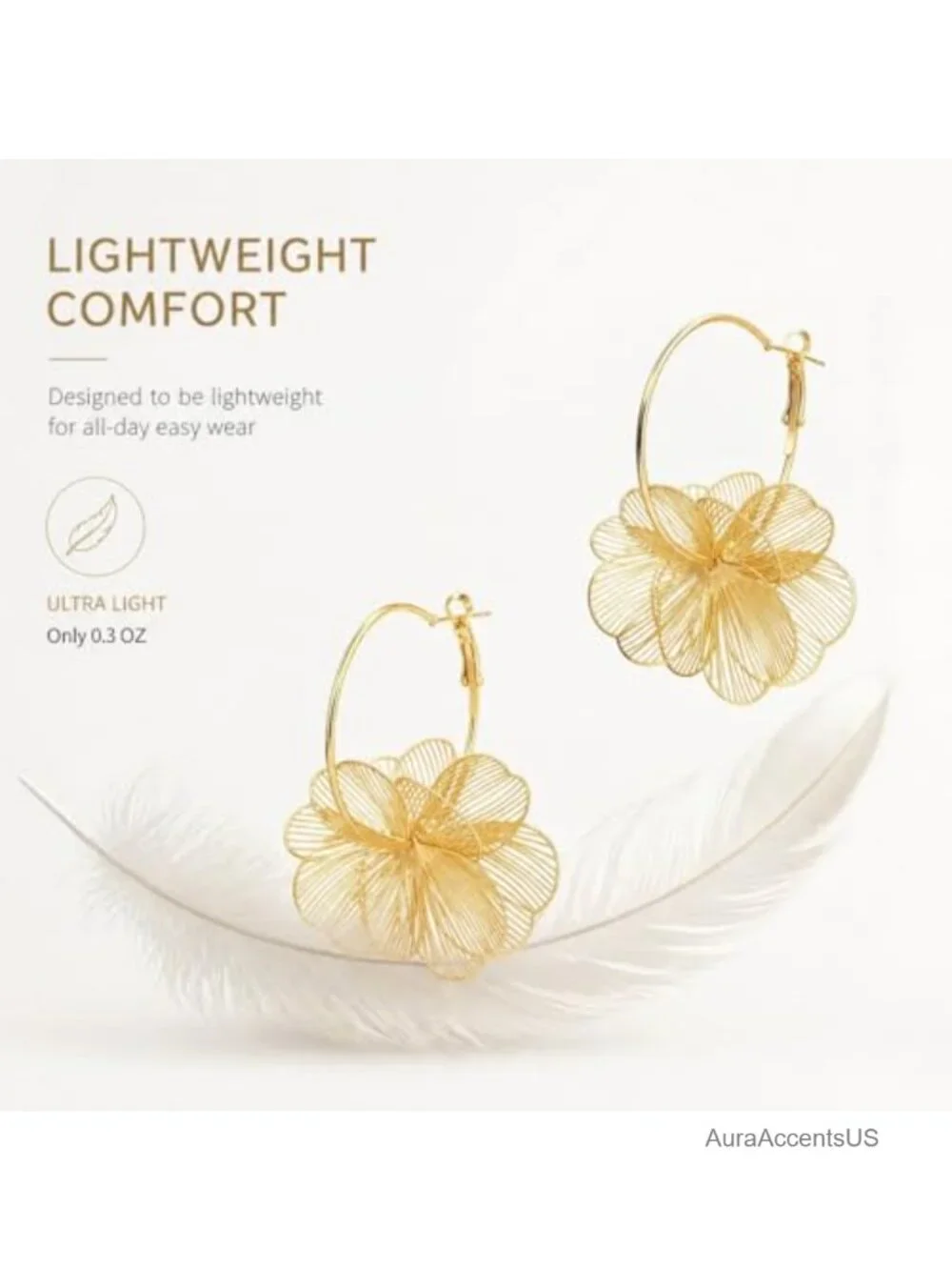 14K Gold Plated Dangle Flower Earrings for Women Statement Floral Jewelry Gift
